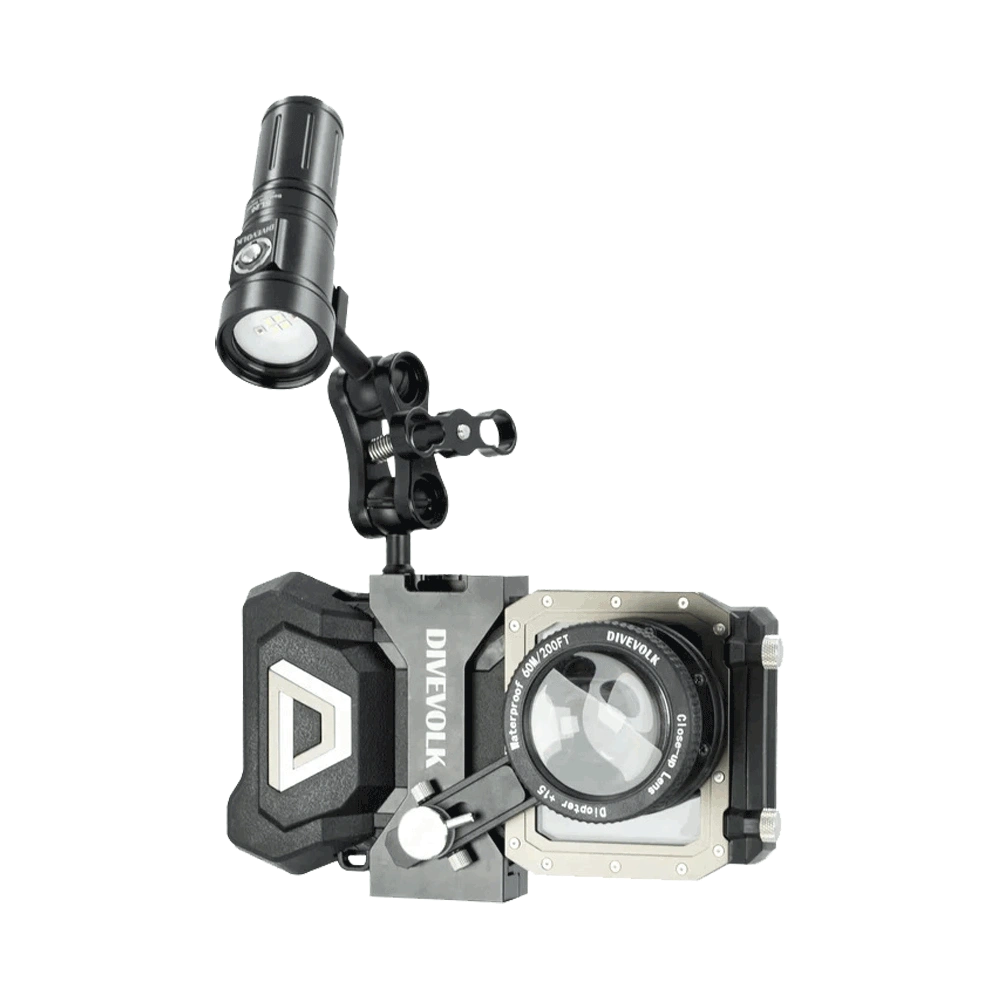 Divevolk Klammer M67 Linsenhalter - Clamp mit 67mm Lens Adapter