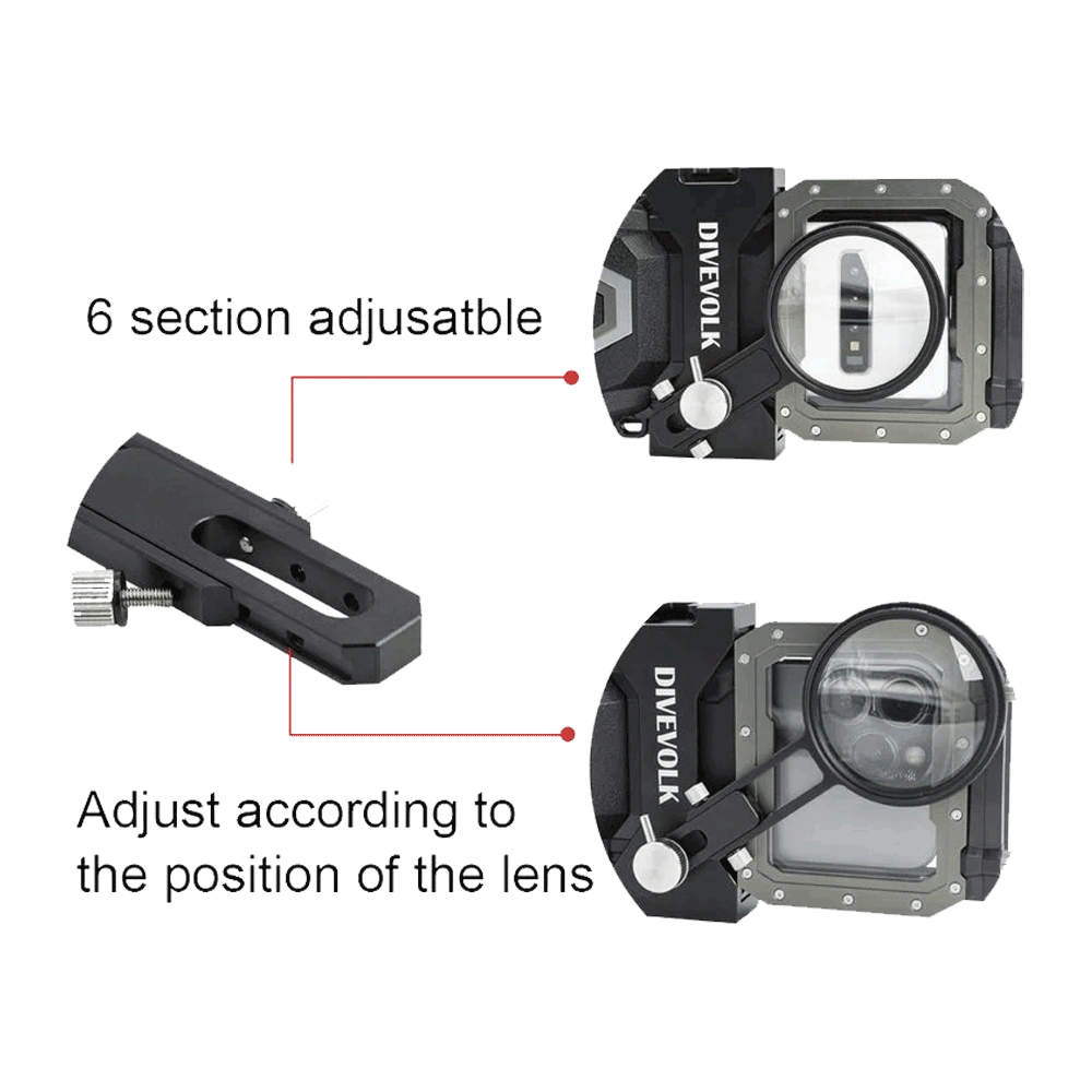 Divevolk Klammer M67 Linsenhalter - Clamp mit 67mm Lens Adapter