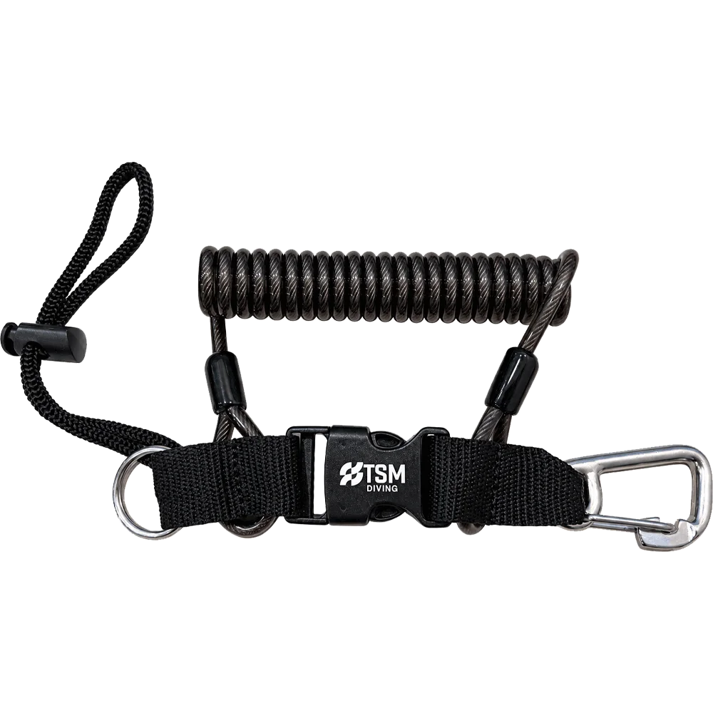 TSM Diving Spiralkabel mit Edelstahl Karabiner