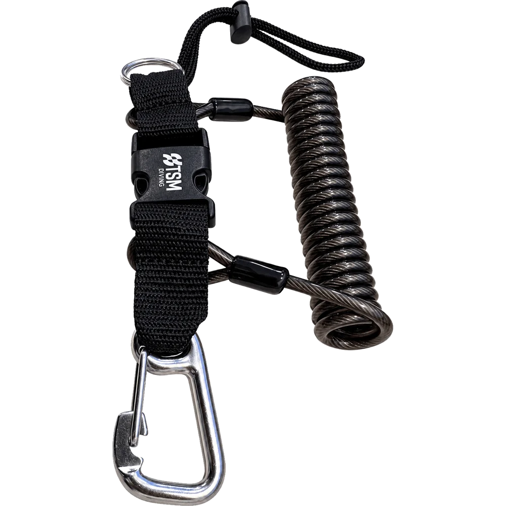 TSM Diving Spiralkabel mit Edelstahl Karabiner